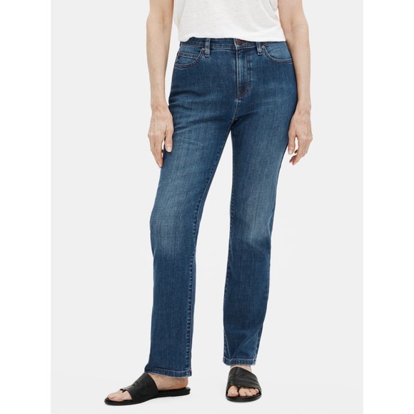 Eileen Fisher Cotton Slight Stretch Straight Ankle Jean Size 10 - Picture 1 of 12